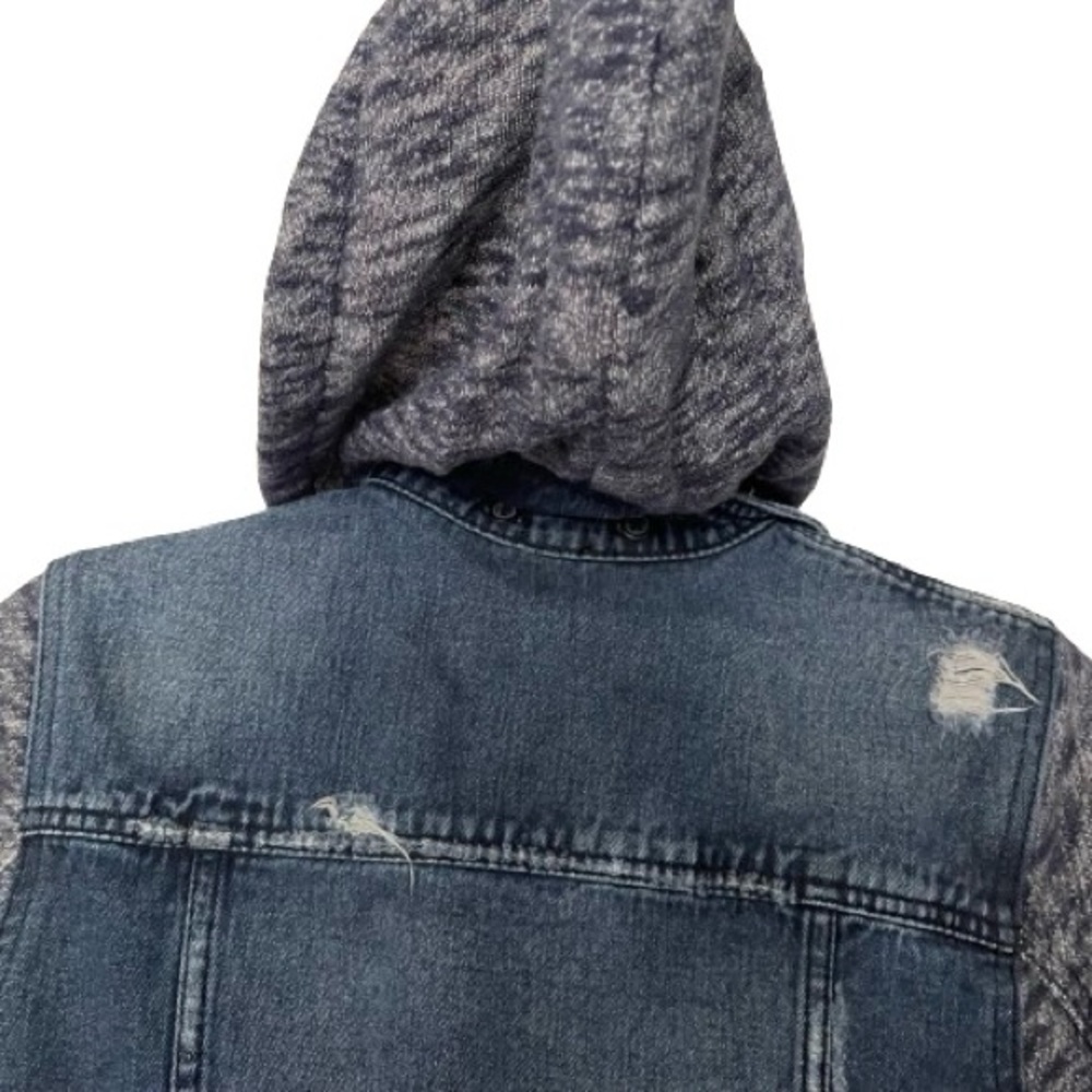 Free People Mixed Media Denim Jacket-navy - Picture 11 of 12
